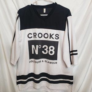 Crooks and Castles No 38 Jersey White Black Adult Small Gold Guns and Glamour